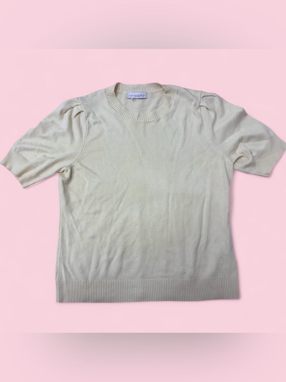 Cynthia Rowley Women’s Vintage Yellow Short Sleeve Crewneck Top Retro 80s Sz S